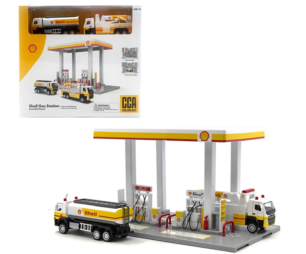 ミニカー Shell patrol station diorama playset Amazon.com: 1/64 Gas Station Playset Diorama with Oil Tanker & Tow