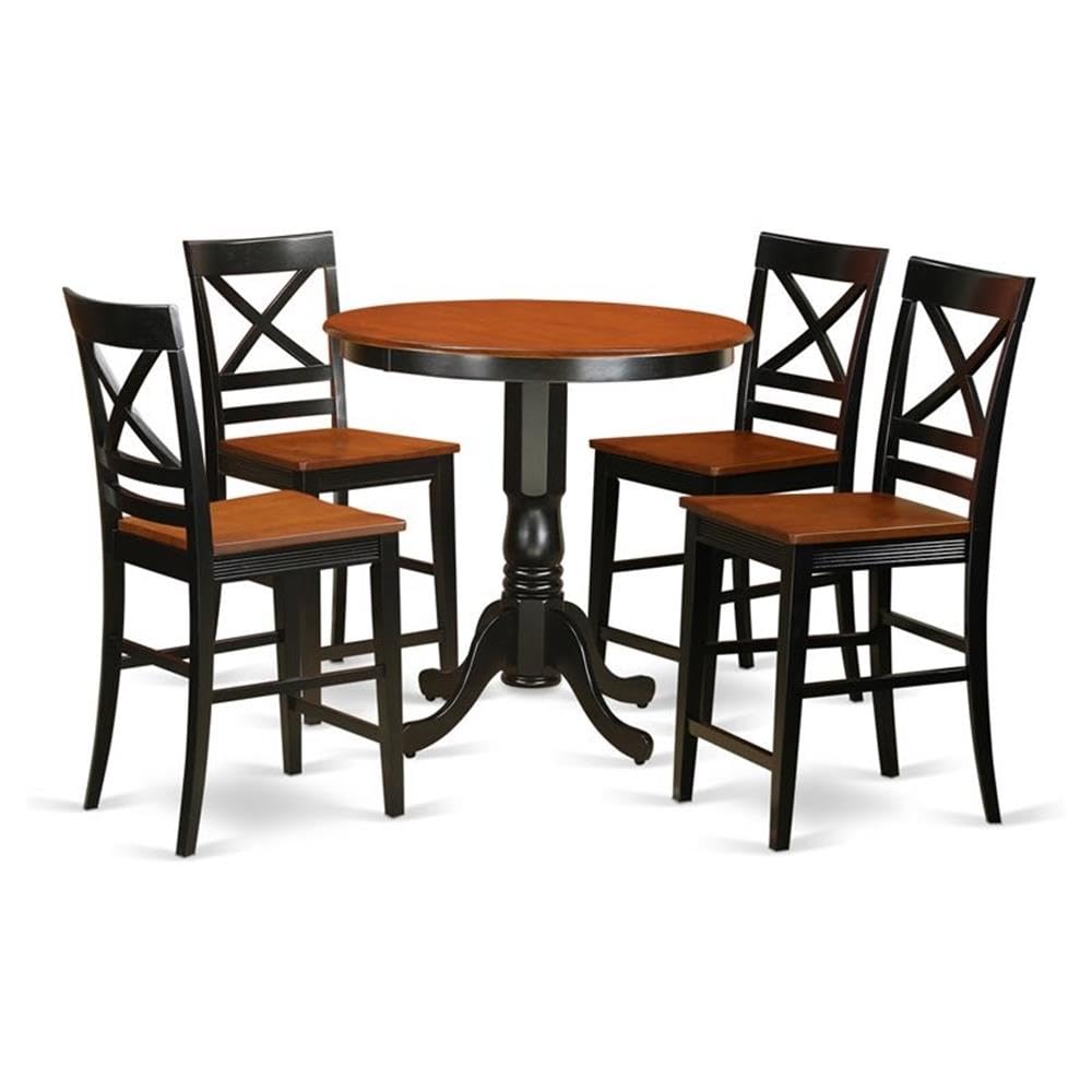 Set da 5 pezzi con tavolo e sedie da banco – tavolo alto e sgabello alto 4 banconi.