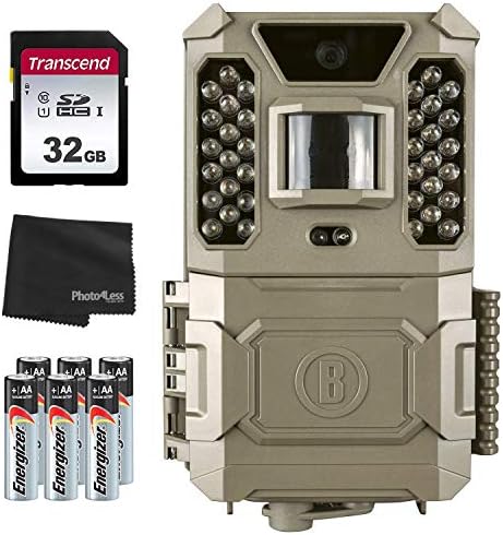 Bushnell 24MP Core Prime Brown Low Glow Trail Camera 119932CB, with 6 AA Batteries + 32GB SD Card and Lens Cleaning Cloth