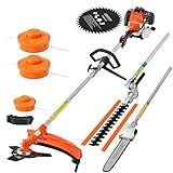 Monzana Herramienta Multiuso de jardinería 5en1 Sierra Podadora Corta Setos Desbrozadora Desmalezadora