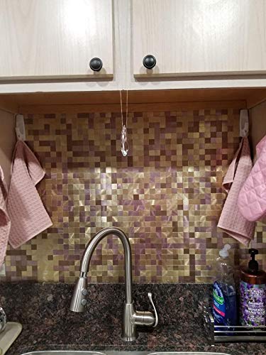 HomeyMosaic Peel and Stick Tile Backsplash for Kitchen,12"x12" Aluminum Surface 3D Wall Sticker Plaid(5 Sheets,Gradient Champagne Gold) - Thumbnail 5