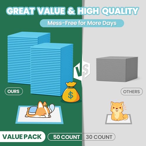 Image of IMMCUTE 50 Pack Dog Pee Pads, 30 inchx36 inch Great Value Puppy Pads XL, Pee Pads for Dogs Cats Extra Large, Wee Wee Pads for Potty Training, Disposable Pet Pads Super Absorbent & Leak-Proof