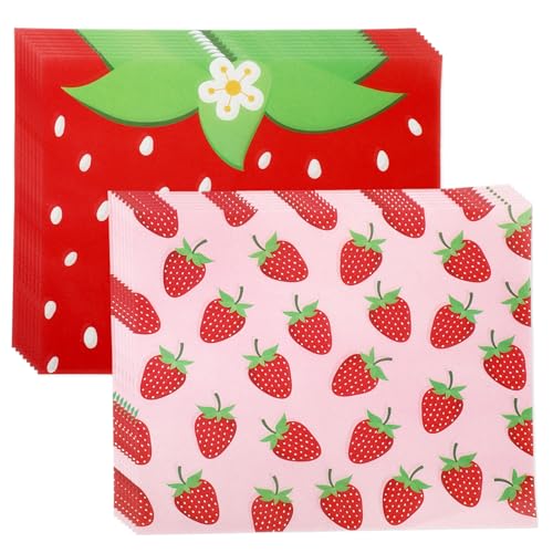 Fysuimu 100Pcs Strawberry Wax Paper Pink Red Fruit Deli Paper Tissue Summer Sandwich Wrap Waterproof Oil-Proof Picnic Liner For Party Kitchen Supplies