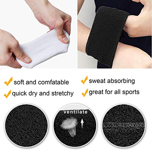 Hanerdun Wrist Sweatbands Thick Terry Cloth Wristbands For Men And Women Athletic Sweat Bands For Sports Tennis Gym Basketball #TOP2