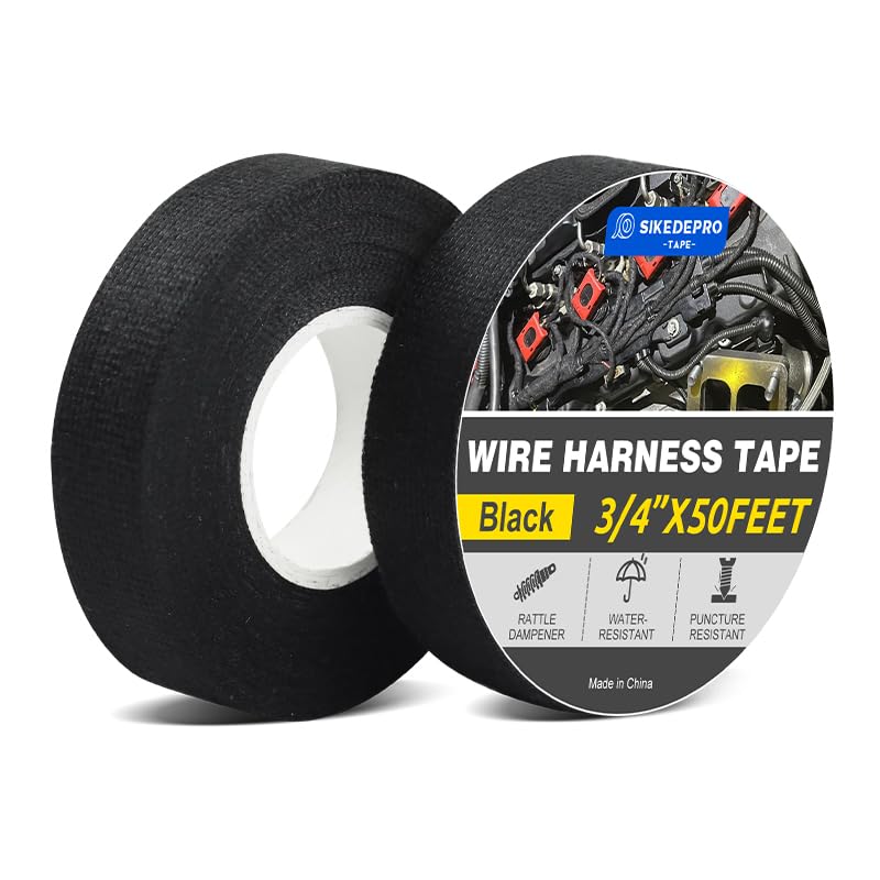 SIKEDEPRO 2 Rolls Wire Harness Tape,Self-Adhesive Black...
