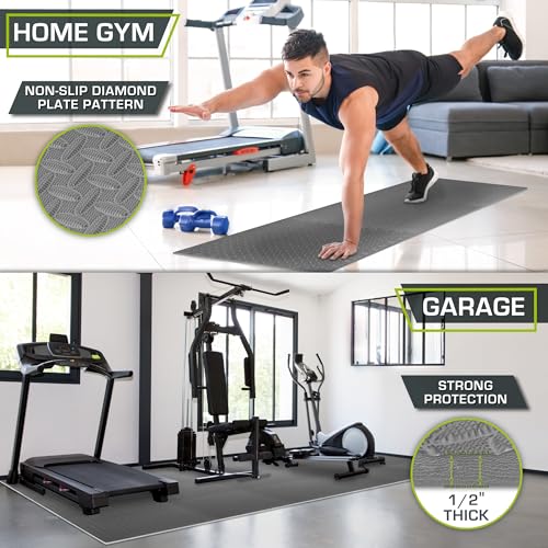 Image of ProsourceFit Exercise Puzzle Mat 1 /2-inch, EVA Interlocking Foam Floor Tiles for Home Gym, Workout Equipment, Kids Play Areas, Gray, 96 SQ FT - 24 Tiles