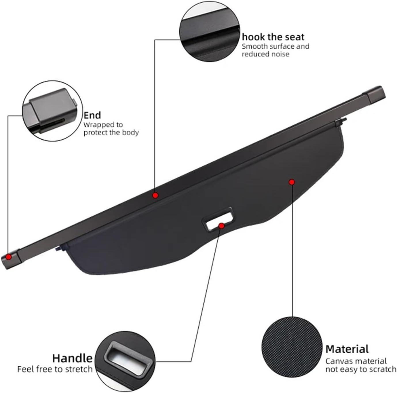 for Acura MDX 2007-2013 Retractable Trunk Cargo Cover Parcel Rack Shield Shade Privacy(Canvas)