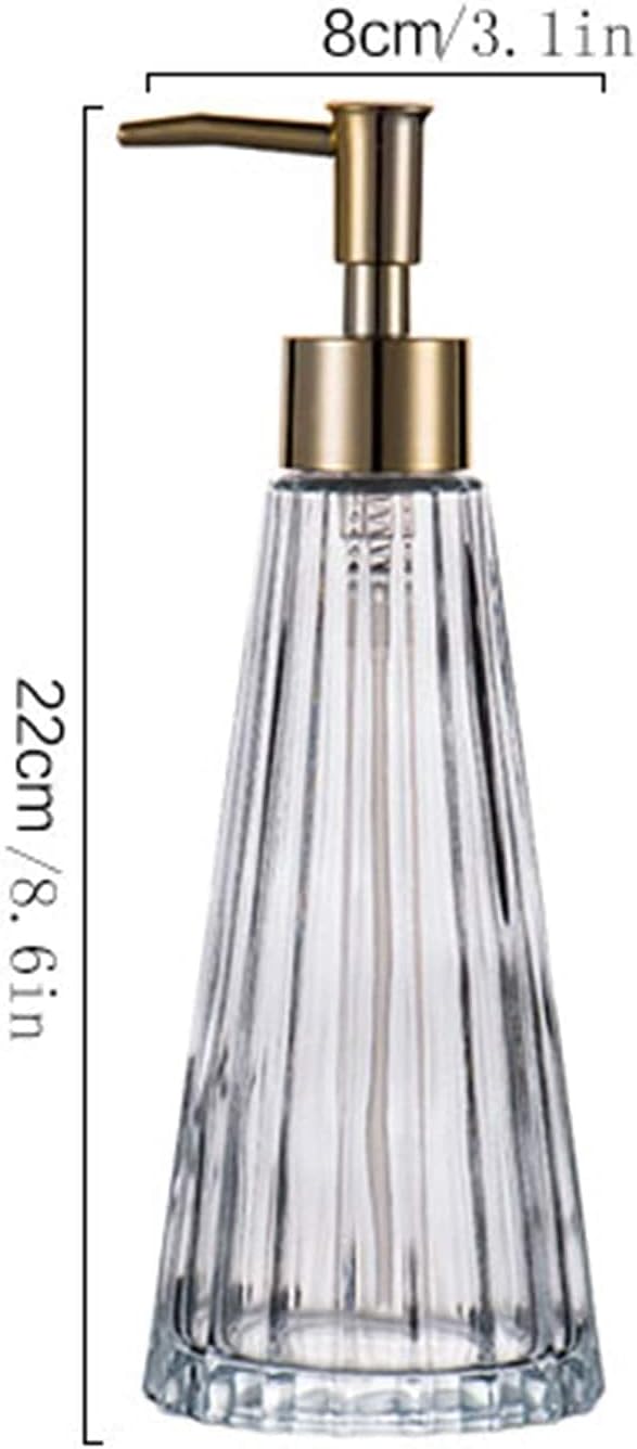 Hand Soap Dispenser Refillable for Hotel Bathroom Lotion Bottle Soap Dispenser with Electroplating Golden Pump Transparent Glass Soap Dispenser for Body Wash, Shampoos, C,White