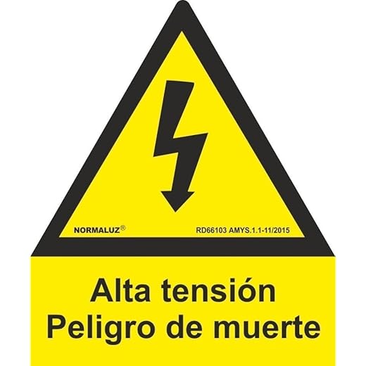 Normaluz RD66003 - Señal Adhesiva Alta Tensión Peligro De Muerte Rayo Pentágono Adhesivo de Vinilo 21 cm con CTE, RIPCI