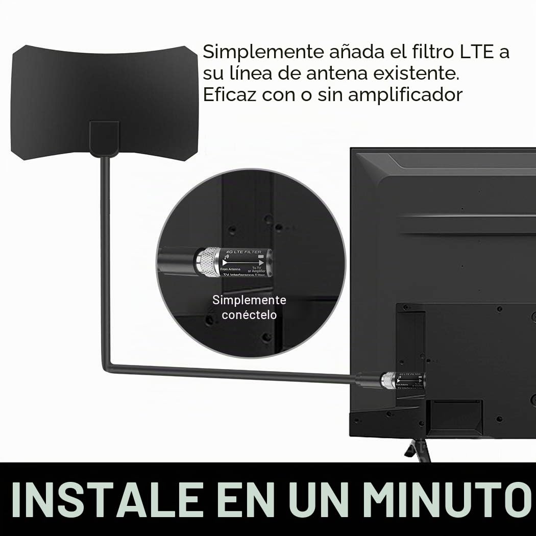 Filtro LTE para Antena de TV, filtra la señal 4G 5G LTE Reduce la interferencia de Las Torres celulares para una recepción Clara de TV Digital HD (Rango de frecuencia 5-695 MHz)