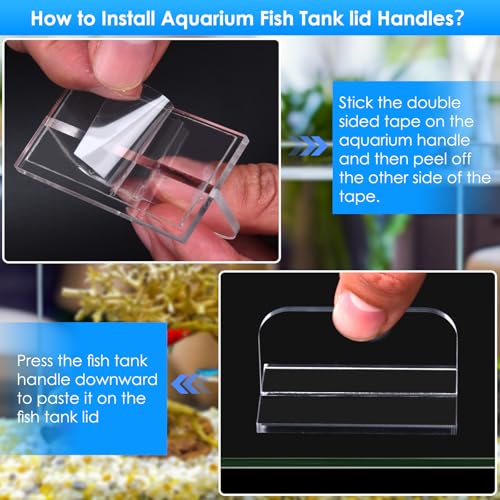 Image of NestBasics 6pcs Aquarium lid Hinge Acrylic Fish Tank Glass Canopy Handle Fish Tank Hood top Cover Replacement Double Tape Pull Handle