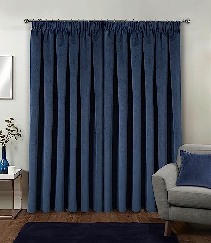 Enhanced Living Oxford Premium Velvet Navy Blackout Curtains for Curtains for Bedroom - Supersoft Tape Top Curtains - 90x90 inch (229x229 cm) - 2 x Curtain Panels - Image 2
