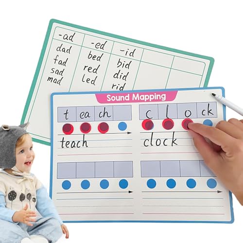 Tableros de fonia borrables, juego de tableros borrables - Tablero de escritura de fónica en inglés, herramienta de aprendizaje ligera y portátil para aulas, hogar, preescolar, jardín de infantes