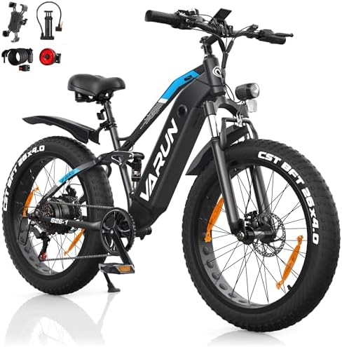 VARUN Bicicleta Electrica para Adultos, 26''*4,0 Fat Tire Bicicleta Eléctrica para Ho...