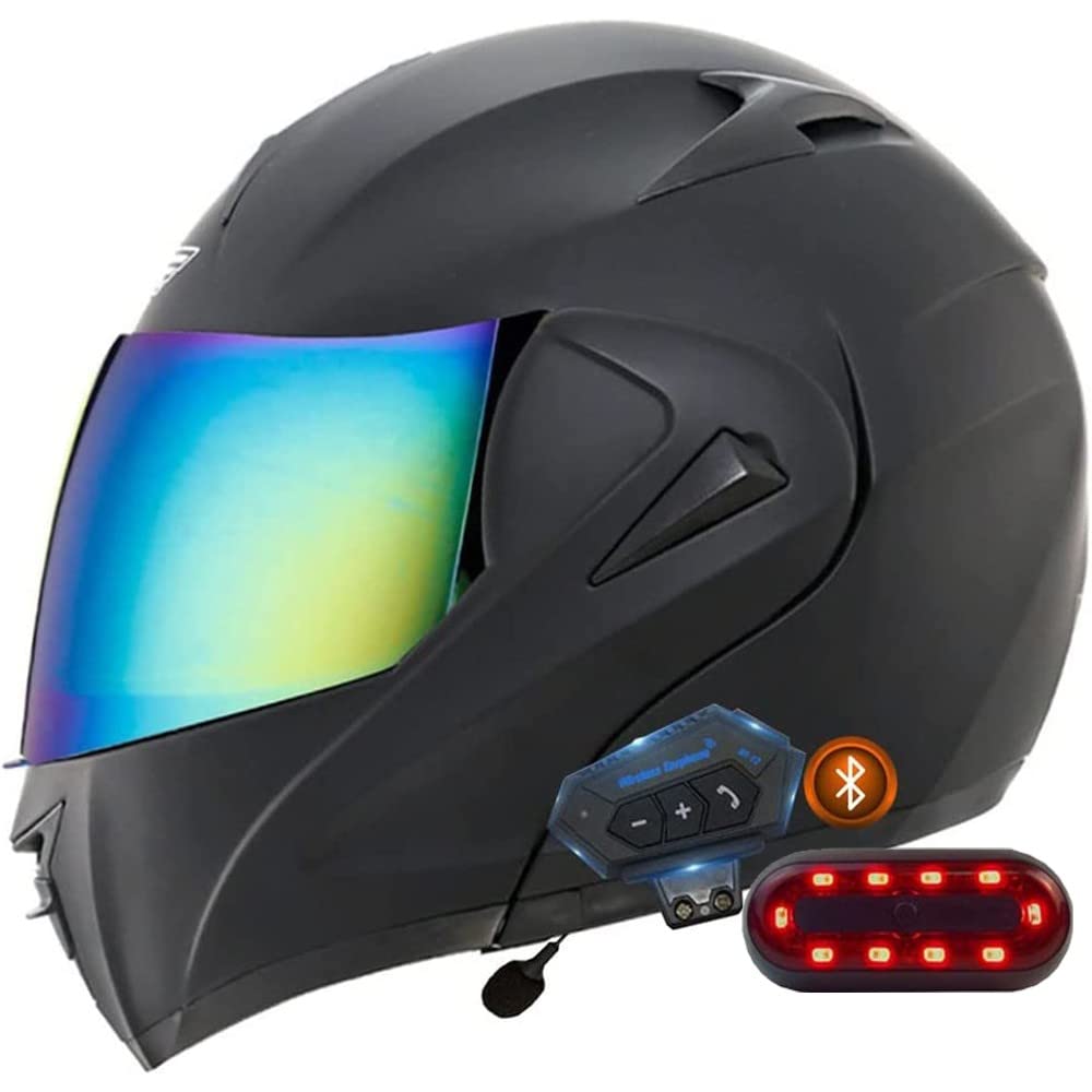 Casco Moto Modulare Bluetooth Integrato - Omologato ECE, Doppia Visiera Solare, Leggero 1,7kg