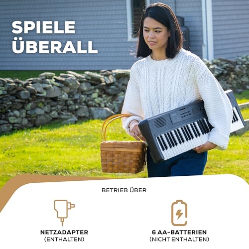 Alesis Melody 61 Keyboard Piano für Einsteiger mit 61 Tasten, Lautsprechern, Tablet-/Notenablage, ohne Zubehör, 300 Sounds und Musiklektionen
