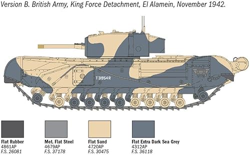 Miniatura 5 de Italeri 7083S 1:72 Brit. Churchill Mk. III Kit de construcción de modelos de pie, manualidades, pasatiempos, pegado, kit de plástico, multicolor