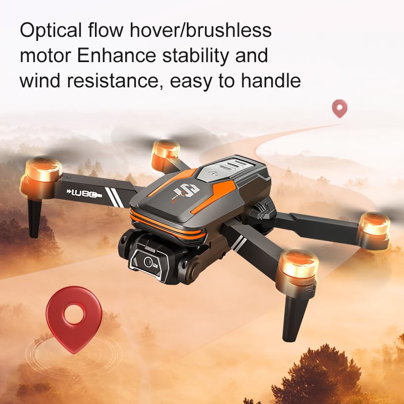 LU80 Drone con cámara 4K dual, evitación de obstáculos inteligente, transmisión WiFi en tiempo real, estabilización óptica, vuelo estacionario preciso, mando a distancia con pantalla (azul)