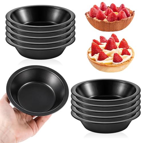 Xthrotsenk 5 inch Mini Pie Pans 12 Packs Reusable Round Pie Tins Small Cake Pans Nonstick Carbon Steel Pie Tins Tart Pan Small Cake Baking Set for Baking Pot Pies Cakes Quiches Tarts Desserts
