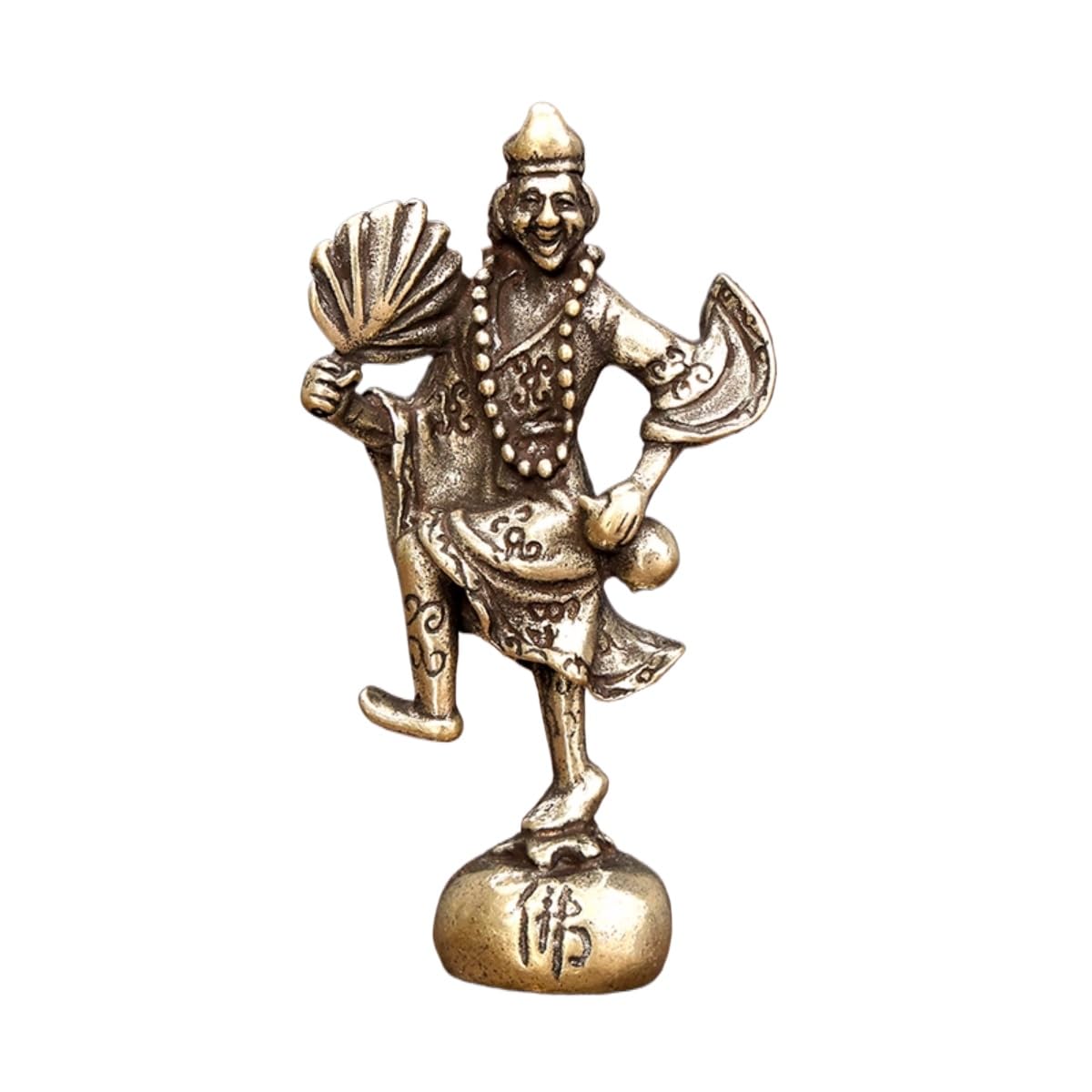 Aottsd Gold Feng Shui Brass Buddha Statue, 2 Inch Laughing Monk Sculpture