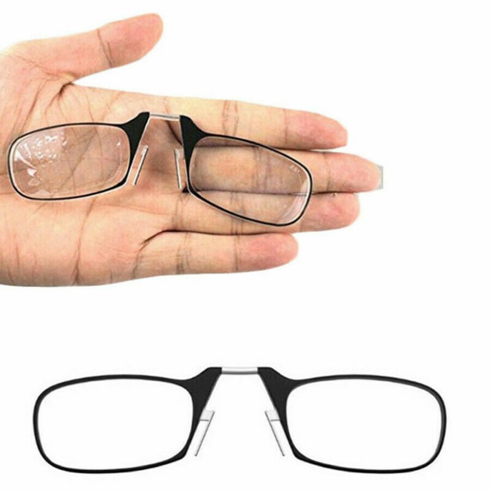 Ebilun Men's Silver Mini Nose Clip Portable Reading Glass On For Wo Rimless Magnifying Presbyopic Glasses Ladies Eyewear+1.0 To +3.0 (,+1.00)
