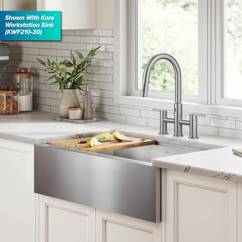 Image of KRAUS Oletto Touchless Sensor Bridge Kitchen Faucet with Pull-Down Sprayhead in Spot-Free Stainless Steel, KSF-3122SFS