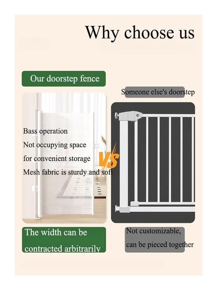 Puerta retráctil para mascotas para puertas y escaleras, puerta de seguridad extra ancha para perros, perfecta para uso en interiores y exteriores