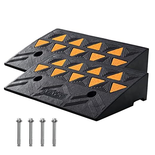 VEVOR 2x Threshold Ramp Solid Rubber Door Threshold Ramp Maximum Load Capacity up to 15 Tonnes Kerb Ramp 50 x 32 x 11 cm Wheelchair Ramp Loading Ramp Rubber Ramp Ideal for Uneven Ground Kerbs