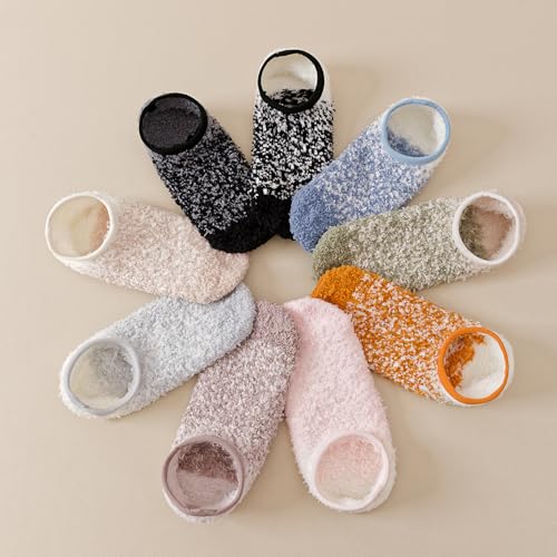 Image of SKOLA Cozy Winter Fuzzy Women Socks Grip Slippers Fluffy House Non Skid Microfiber Socks