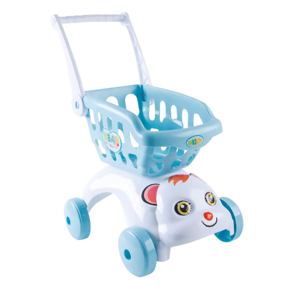 Hohopeti Carrito de Compras para Mini Tamaño, Juguete de Simulación de Supermercado en Color Azul, Ligero Ruedas y Asa, Adecuado para Juego de Roles y Desarrollo Creativo