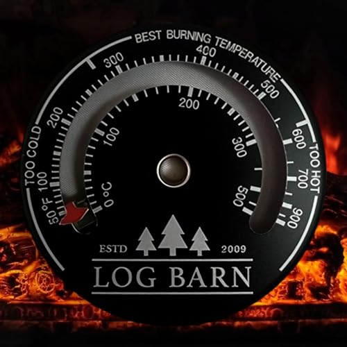 Log Barn Magnetic Stove Thermometer. Attaches to Flue Pipe. Log Burner Accessories to Monitor Optimal Burn Temperature. Pizza Oven Temperature Gauge - Genuine Log Barn Fireplace Accessories