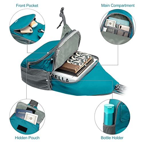 G4Free Packable Crossbody Sling Backpack, Small Travel Hiking Daypack Casual Foldable Shoulder Chest Bag(Teal) #TOP3
