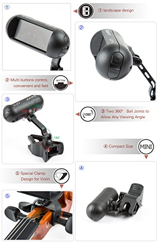 Professioneel stemapparaat/tuner voor gitaar, bas ukelele viool chromatisch met groot display - Image 7