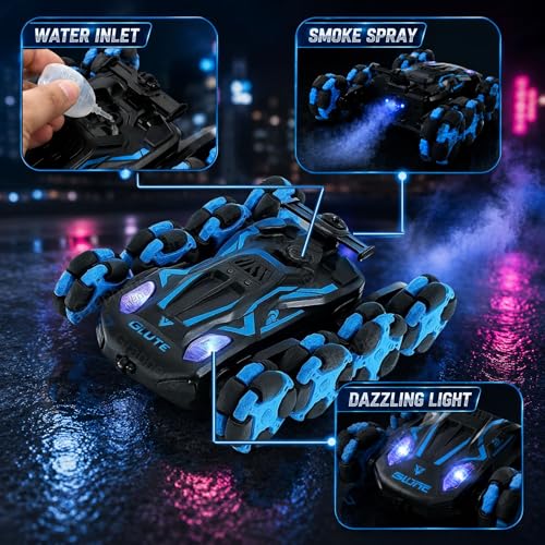 Image of GRAPHENE 8 Wheels RC Drift Stunt Smoke Car Toy 8Wd Rechargeable Remote Control Racing Cars 360 Rotating LED Lights Crawler Toy for Boys 5+ Years Kids Adults