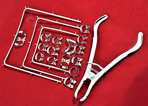 New Rubber Dam Kit Starter of 19 Pcs with Frame Punch Clamps Dental Instruments