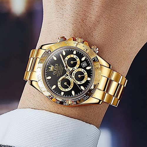 OLEVS Automatic Gold Watches for Men Luxury Classic Stainless Steel Calendar Luminous Waterproof Watches for Men
