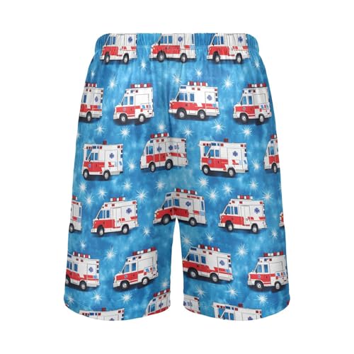 Ambulance Pattern Men’s Pajama Shorts Casual Sleep Bottoms Elastic Waist Athletic Shorts Size S-2XL3