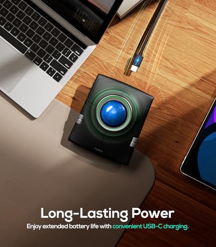 Image of Nulea Wireless Trackball Mouse, Ergonomic 55mm Trackball, 4 Level Adjustable DPI for Precise Control, Left or Right Hand Compatible, Rechargeable, Multi-Device Bluetooth & 2.4GHz for PC, Laptop