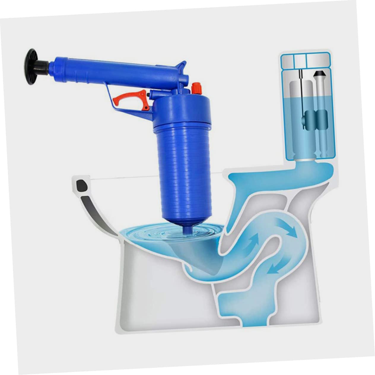 Déboucheur de Canalisation à Air, Ventouse Wc en Abs, 1 Set 2 Tailles de Ventouses, pour Évier et Sol, Débouchage Rapide