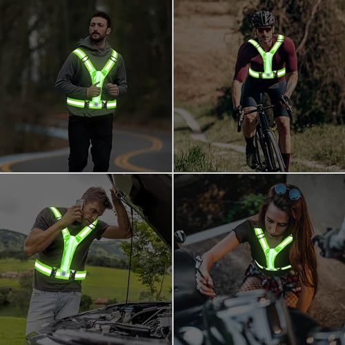 AXsinr LED Reflective Vest Running Gear, Light Up Vest for Night, High Visibility Running Vest for Biking Cycling Walking, USB Rechargeable Adjustable Safety Gear for Men Women Kids - Image 8