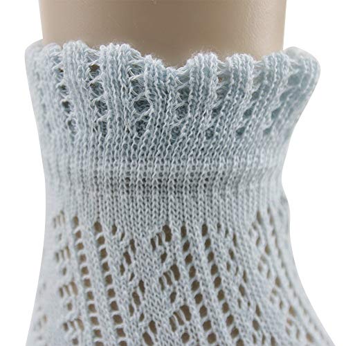 Image of KitNSox Funcat Women's Lace Ruffle Frilly Colorful Floral Cotton Casual Novelty Ankle Socks 4 /5 /6 Pairs