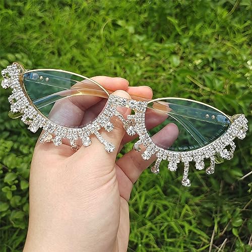 helena Half Frame Cat eye Tassel Diamond sunglasses Cute for Women Bling Fun Rhinestone Crystal Party Eyewear4
