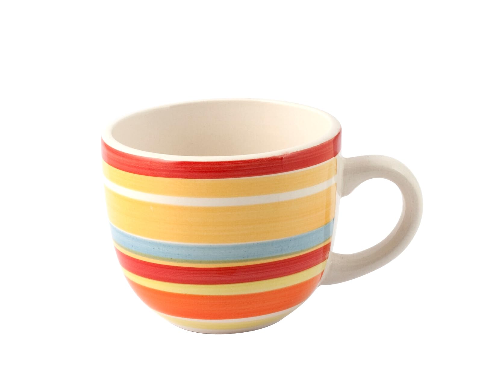 H&H Home, Set 8 Tazze da Thè in Stoneware 100 Righe, Senza Piatto, Colori Assortiti, 250 cc - Lavabili in Lavastoviglie e Idonee per Microonde