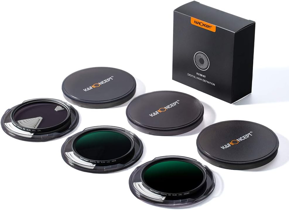 Gеt Sресіаl Prісе K&F Concept 82mm Lens Filter Kit Neutral Density ND8 ND64 CPL Circular Polarizer Filter Set with 24 Multi-Layer Coatings for Camera Lens