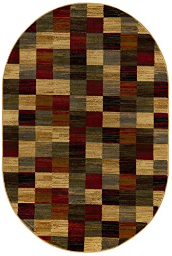 Image of Unique Loom Barista Collection Area Rug - Gava (4' 1 inch x 6' 1 inch Oval, Multi / Brown)