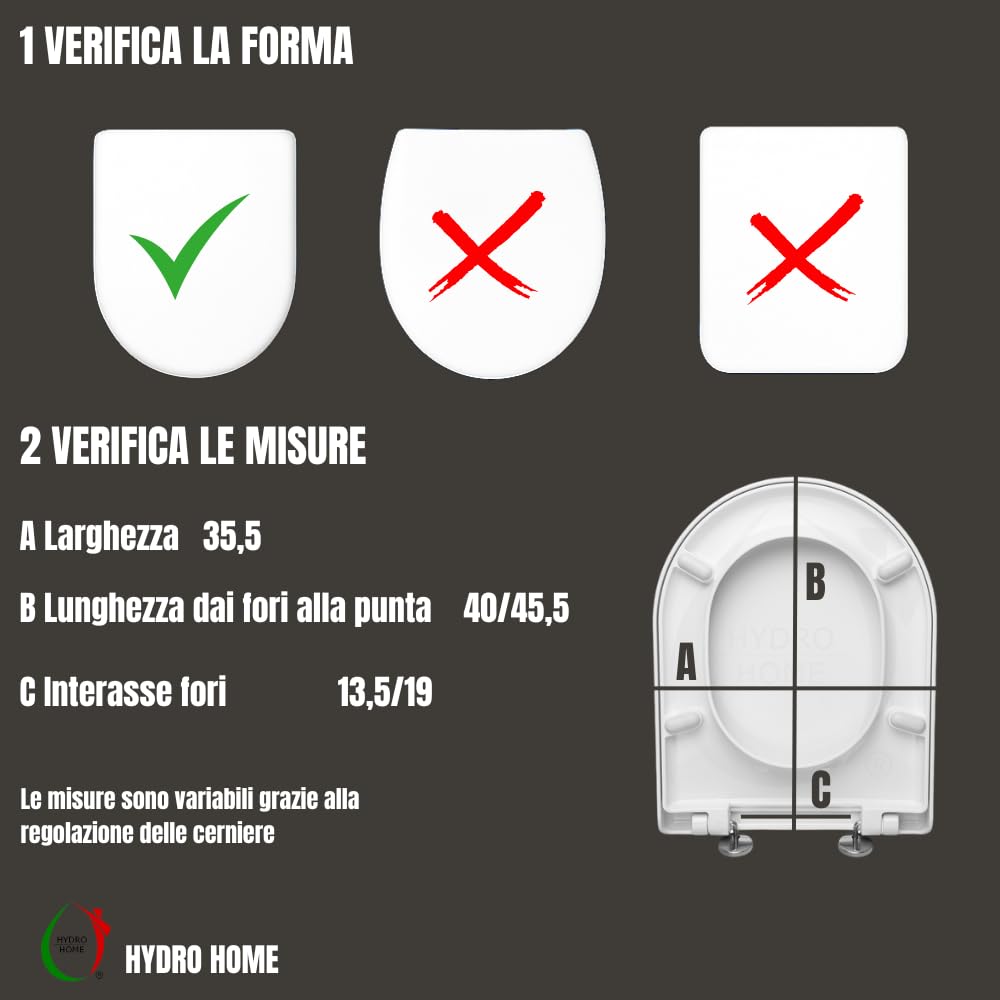 HYDRO HOME Copriwater Compatibile con Enjoy Cielo, Plastica Termoindurente avvolgente Cerniere Regolabili fissaggio dall'alto, Bianco MADE IN ITALY (CHIUSURA AMMORTIZZATA)