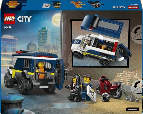 City Cellulare della Polizia Giocattolo - Kit di Modellismo con Camion con Porta della Cella Rimovibile, Moto, 3 Minifigure - Idea Regalo di Compleanno per Bambini da 6 Anni in su - 60479 - Lego - Immagine 10