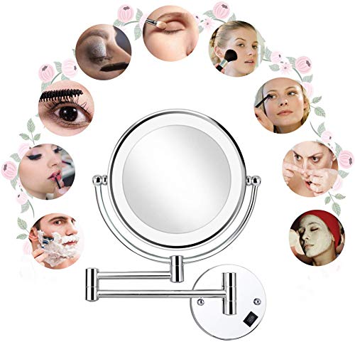 Miroir de maquillage LED pivotant 360° et bras extensible
