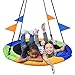 PACEARTH 40 Inch Saucer Tree Swing Flying 900lb Weight Capacity 2 Added Hanging Straps Adjustable Multi-Strand Ropes Colorful Safe and Durable Swing Seat for Children