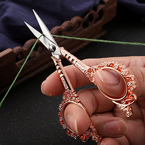 Hitopty Sewing Scissors Embroidery Scissors, 4.5In Rose Gold Crochet Scissor With Sheath For Craft Cross Stitch Needlework Artwork Thread Yarn Cutting #TOP3